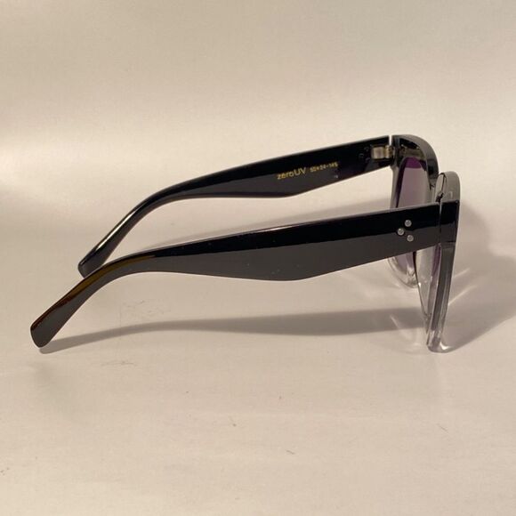 1023 Oversize Square Sunglasses Black Grdient To Clear Two Toned New - Picture 5 of 8